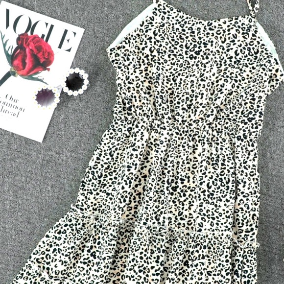 Leopard Print Ruffled Spaghetti Strap Dress - Picture 6 of 9